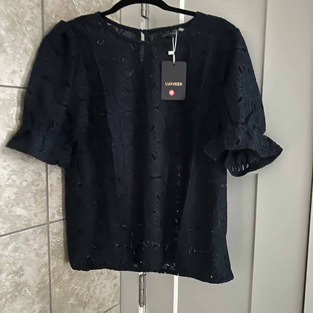 Navy Lace Blouse